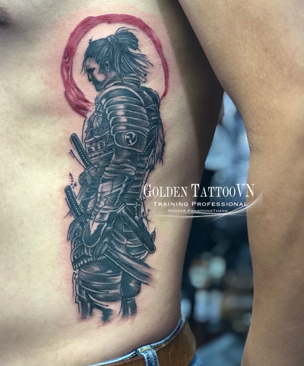 Dạy xăm hình nghệ thuật Golden tattoo VietNam| hình xăm Samurai